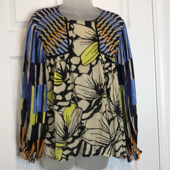 Bl-nk Miranda Peasant Blouse MP Black Motif Anthro - Picture 5 of 15